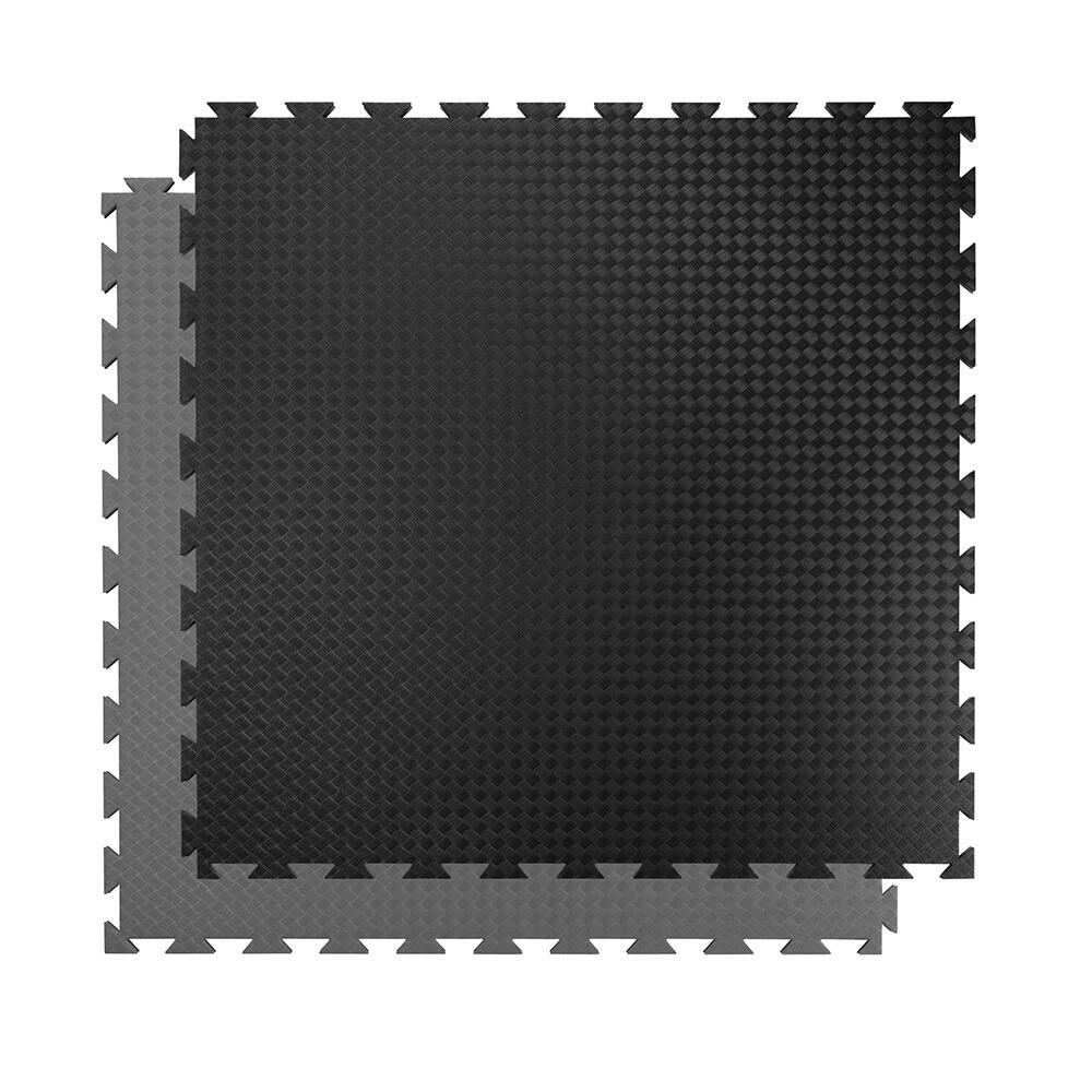 Kampfsportmatte Double Competition Profi Schwarz Grau Vorder- und Rückseite