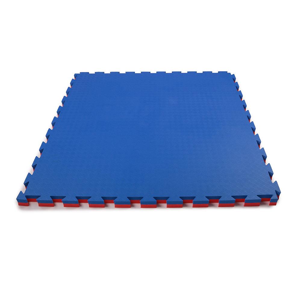Kampfsportmatte Standard Blau Rot seitliche Ansicht