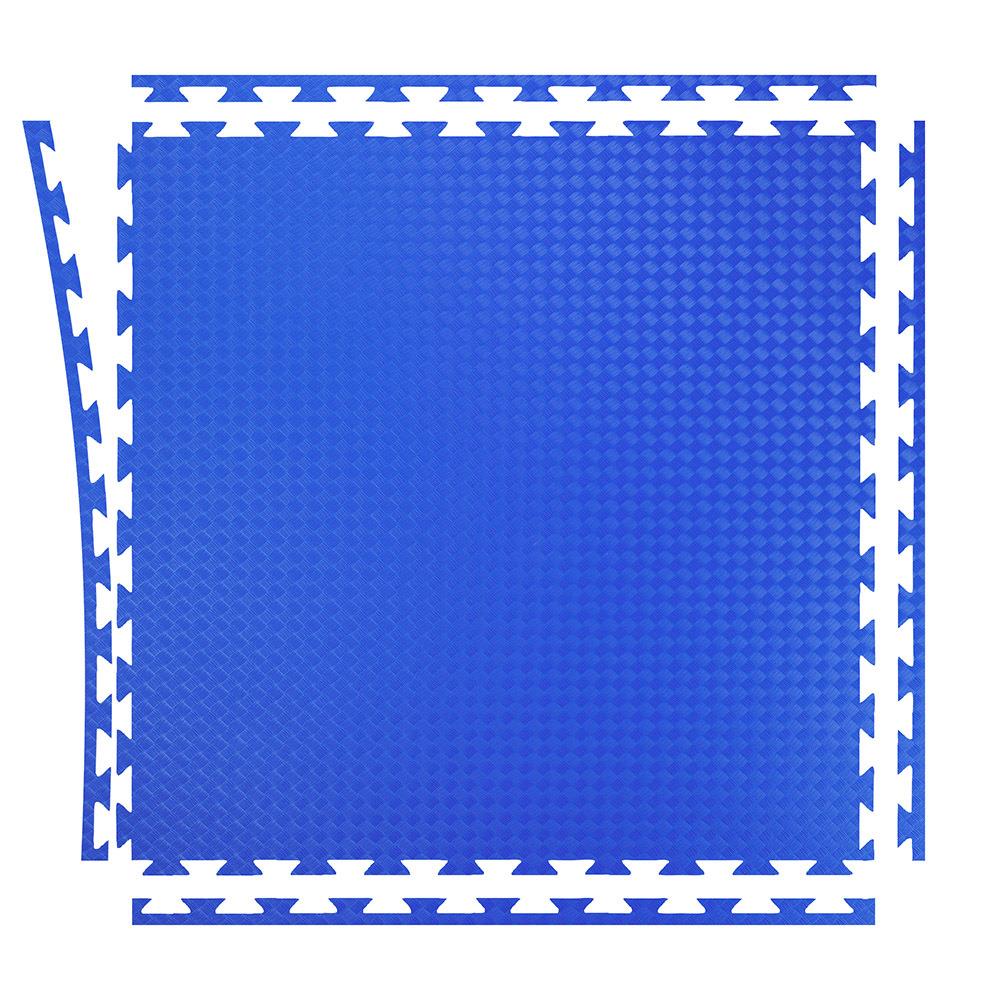 Kampfsportmatte Double Competition Profi Blau Rot mit Randstücken Explosionszeichnung