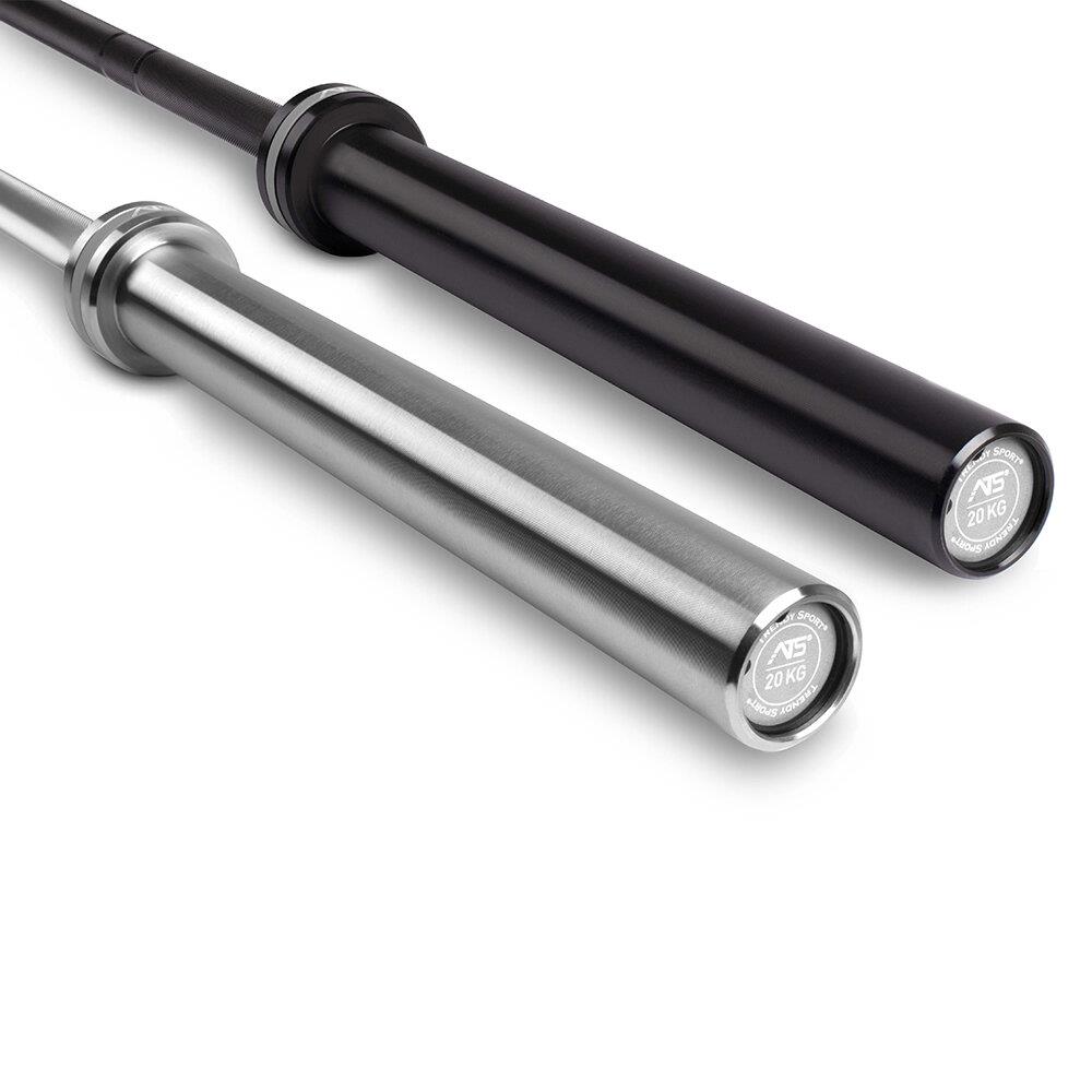 ATS Trainings Langhantelstange Chrom und Schwarz Side by Side