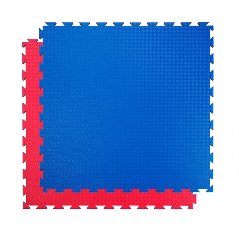 Kampfsportmatte Standard Blau Rot Vorder- und Rueckseite